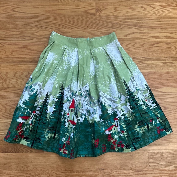 Obbue NWOT A-line Printed Pleated Midi Skirt (M) - Picture 2 of 13